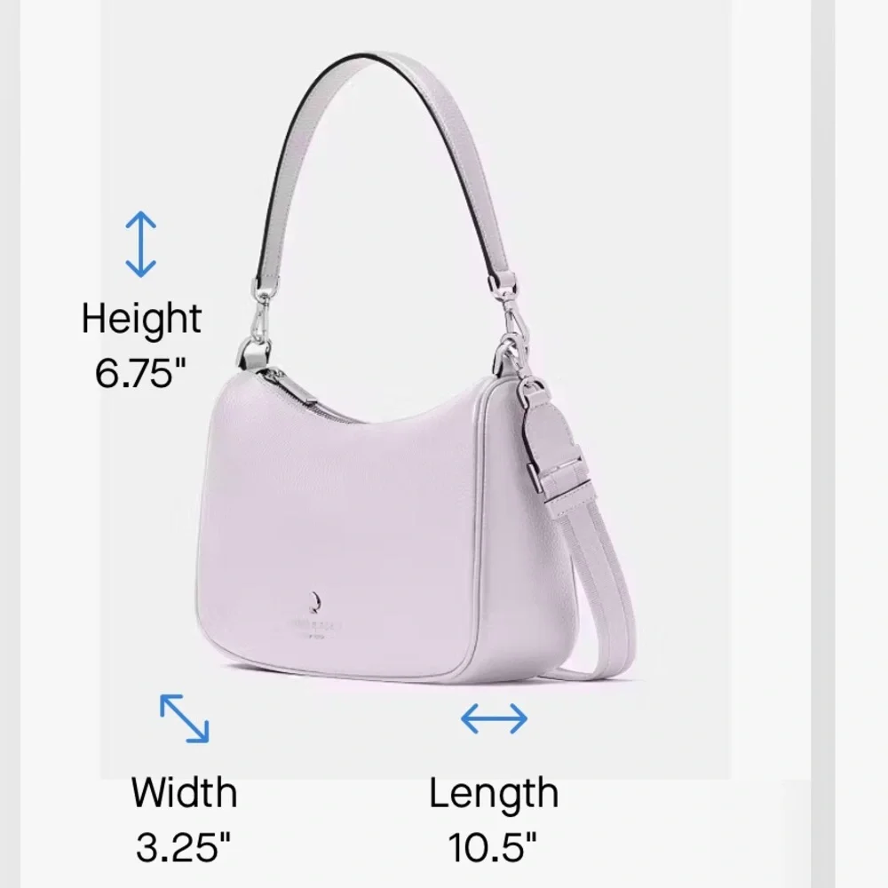 ♠️KATE SPADE Emma Shoulder/crossbody Blue & White Bag w/ pouch frozen lilac - Picture 8 of 16